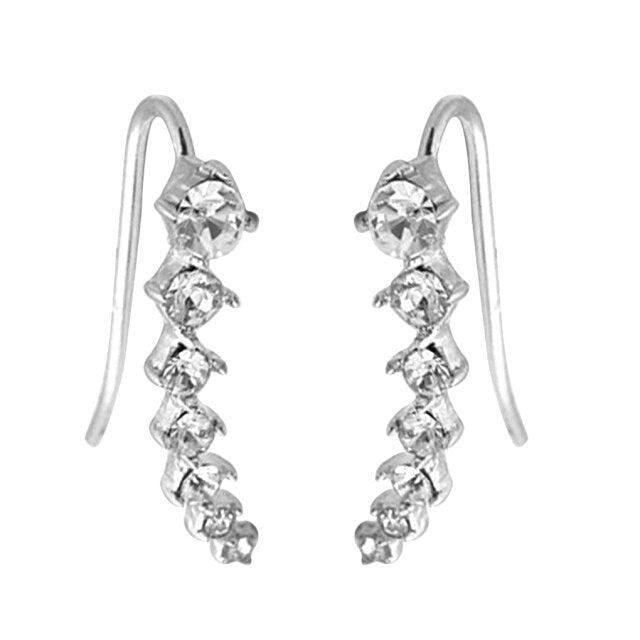 7 Crystal Ear Cuffs Hoop Climber Stud Earrings Star Ear Stud Pin-Earrings-Arimonz-Silver-Arimonz
