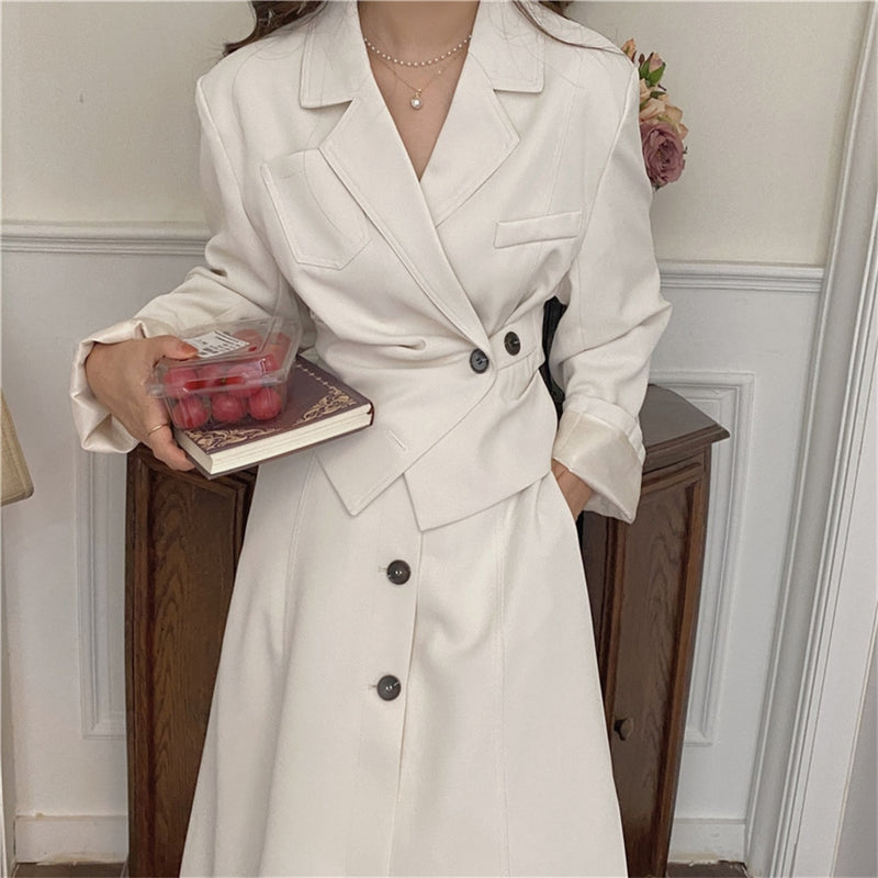 Work Wear Fashion Two Piece Sets Irregular Elegant Short Blazer Coats
