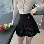 Black Pleated Skirts Women High Waist Mini Skirt A-Line Skirt