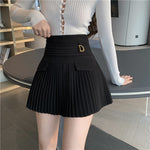 Black Pleated Skirts Women High Waist Mini Skirt A-Line Skirt