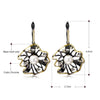 Lotus Flower Earrings Hollow Created Pearl Black Gold Color Earrings