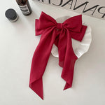 Elegant Bow Ribbon Hair Clip Simple Solid Satin Spring Clip Hair