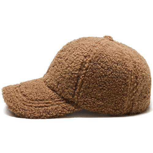 Trendy Streetwear Solid Windproof Wool Teddy Baseball Hats For Women