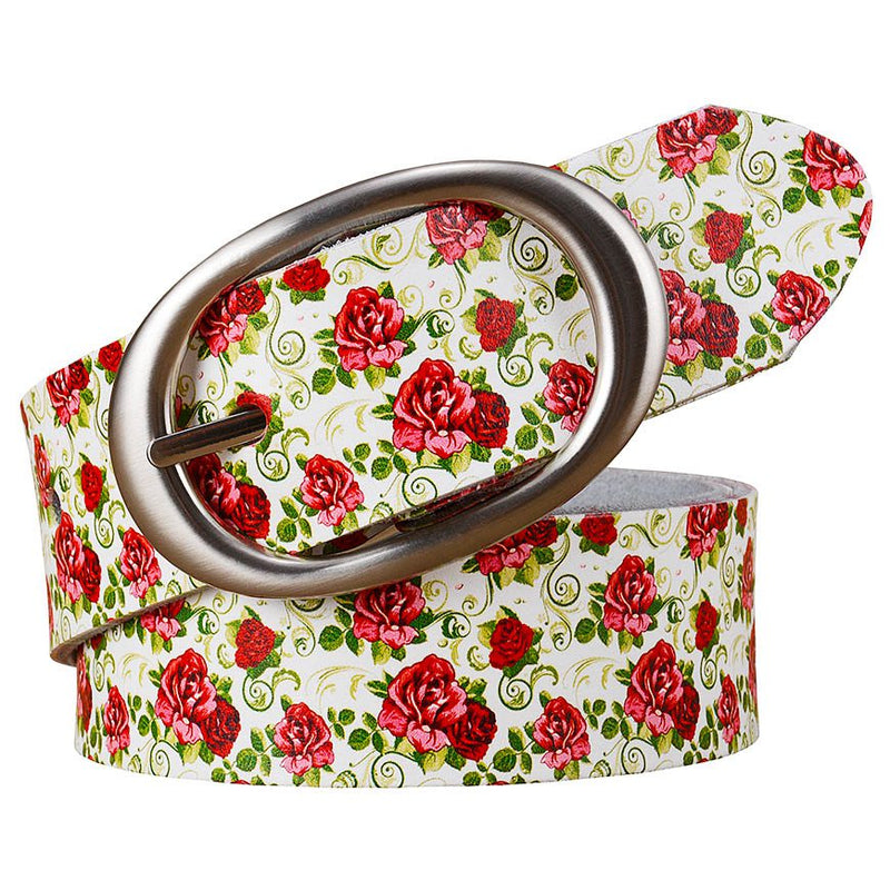 Genuine Leather Belts For Women Printing Plaid Belt Woman Pin Buckle
