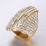 Iced Out Bling Big Oval Ring Female Rings For Women Party
