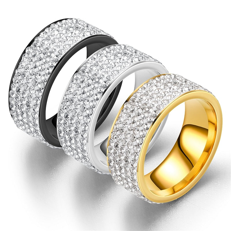 Iced Out Bling Ring Stainless Steel Fashion Rings for Women