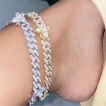 Rhinestone Cuban Link Butterfly Anklet Bracelet for Women Anklets