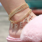 Jewelry Letter Long Anklet Multi-layer Rhinestone Bracelet For Ankle