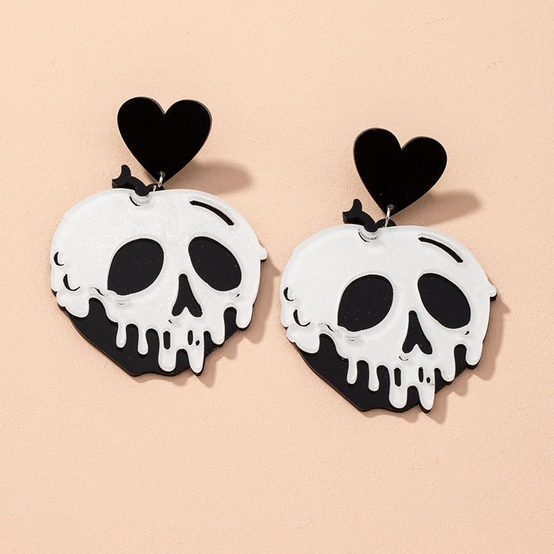 Acrylic Heart Skull Head Piercing Earrings Fashion Jewelry Earring
