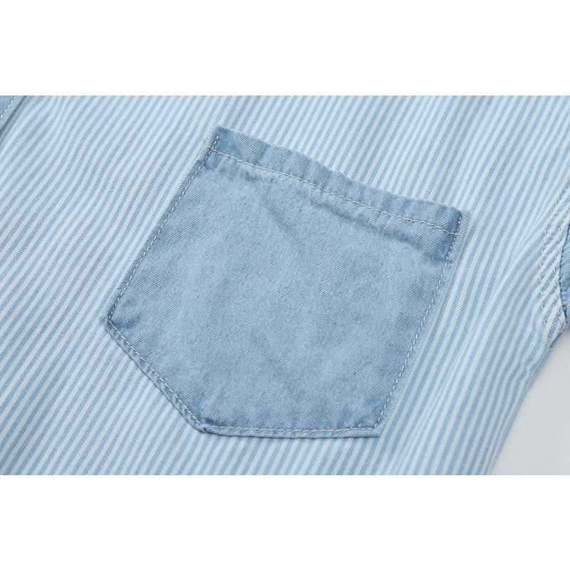 Irregular Spliced Denim Shirt Coat Long Sleeve Pocket Jean Jacket
