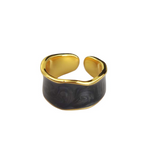 French Vintage Inlaid Gold Rim Ring