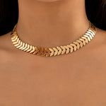 Trendy Gold Color Petals Shape Neck Chain Choker Necklace for Women