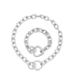 Geometric Alloy Thick Necklace Bracelet Set for Women Heart Necklace