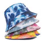 Women Bucket Hats Double-sided Wear Tie-Dye Printing Summer Women Cap