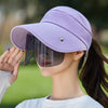 Retractable Drawstring Visor Female Summer Sun Hats Outdoor Cap