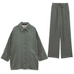 Women's Geometric Pattern Print Long-sleeved Button-down Shirt