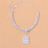 A-Z Initial Baguette Letter Anklet Stainless Steel for Women