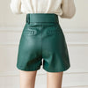 Leather Shorts Loose High Waist Shorts With Belt Fashion Short