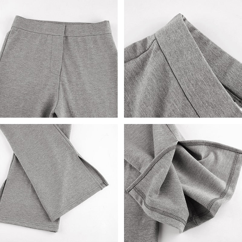Sweatpants Tracksuit Women Pants Casual High Waist Side Split Trousers