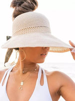 Summer Hats Foldable Hollow Out Sun Visor Straw Wide Brim Beach Hat