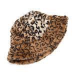 Winter Leopard Faux Fur Bucket Hat Women Thick Warm Fisherman Hat