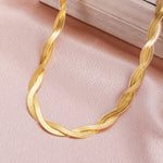 Stainless Steel 2 Layered Flat Blade Snake Chain Necklace For Women