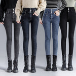 Winter Thick Velvet Women High Waist Skinny Jeans Warm Slim Fit Pants