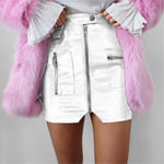 A-line Faux Leather Skirt-Skirts-Arimonz-Arimonz
