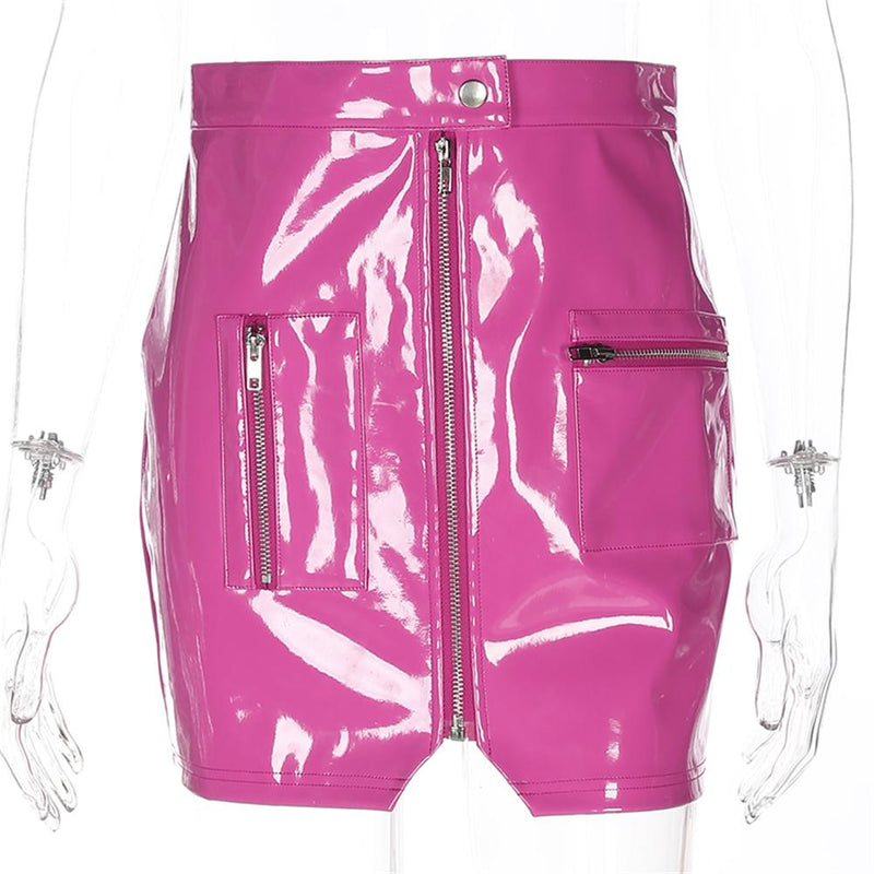 A-line Faux Leather Skirt-Skirts-Arimonz-Arimonz
