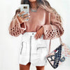 A-line Faux Leather Skirt-Skirts-Arimonz-White-S-Arimonz
