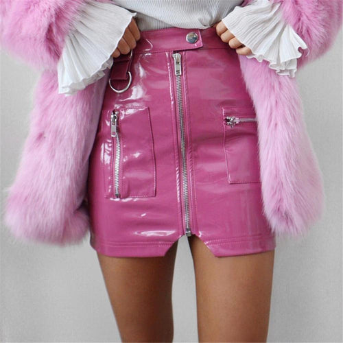 A-line Faux Leather Skirt-Skirts-Arimonz-Arimonz