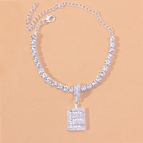A-Z Initial Baguette Letter Anklet Stainless Steel for Women-Anklets-Arimonz-Arimonz