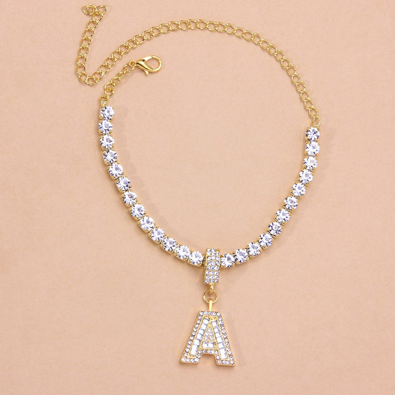 A-Z Initial Baguette Letter Anklet Stainless Steel for Women-Anklets-Arimonz-Arimonz