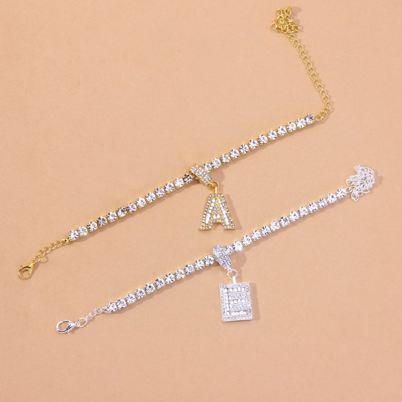 A-Z Initial Baguette Letter Anklet Stainless Steel for Women-Anklets-Arimonz-Arimonz