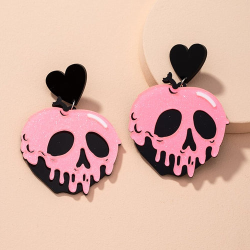 Acrylic Heart Skull Head Piercing Earrings Fashion Jewelry Earring-Drop-Arimonz-Arimonz