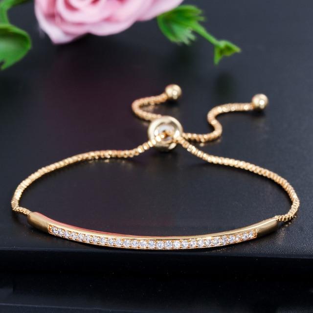Adjustable Bracelet Bangle for Women Bar Slider Brilliant Jewelry-Braceletes-Arimonz-Gold-Arimonz