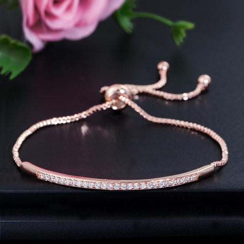 Adjustable Bracelet Bangle for Women Bar Slider Brilliant Jewelry-Braceletes-Arimonz-Rose Gold-Arimonz