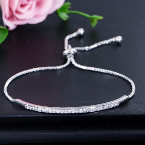 Adjustable Bracelet Bangle for Women Bar Slider Brilliant Jewelry-Braceletes-Arimonz-Silver-Arimonz