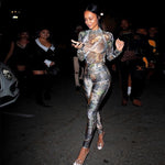 Aesthetic Print Jumpsuit Women Zip Up Skinny Elastic Turtleneck-Night Out Jumpsuits & Rompers-Arimonz-Arimonz
