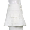 Low Waist Black Micro Skirts Streetwear Pockets Patchwork A-line Skirt