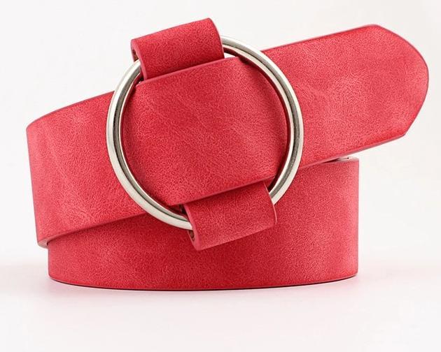 Amara Needle-Free Round Buckle Belt-Belts-Arimonz-Red-Arimonz