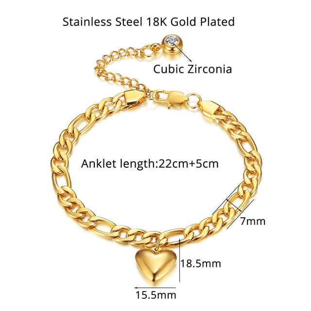 Anklet For Women Gold Color Stainless Steel Cuban Link Anklet-Jewelries-Arimonz-Gold Color A-Arimonz