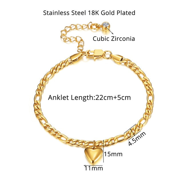 Anklet For Women Gold Color Stainless Steel Cuban Link Anklet-Jewelries-Arimonz-Gold Color B-Arimonz