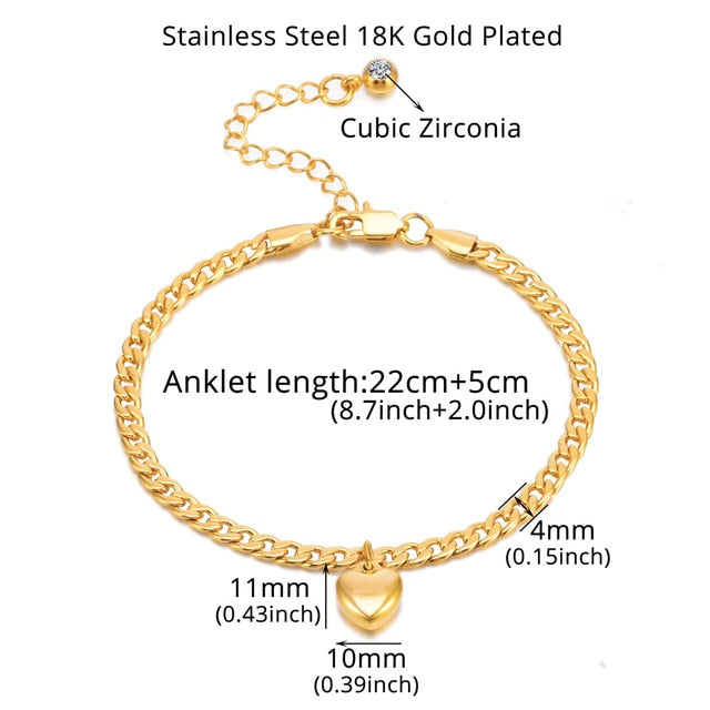 Anklet For Women Gold Color Stainless Steel Cuban Link Anklet-Jewelries-Arimonz-Gold Color D-Arimonz