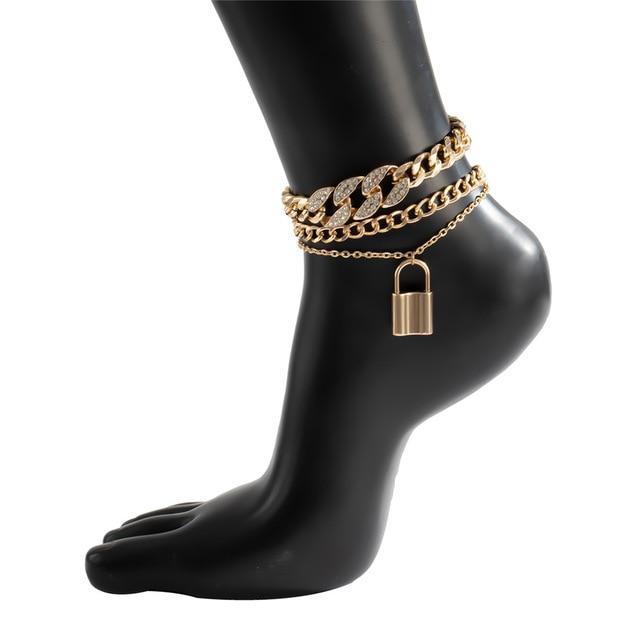 Anklet Rhinestone for Women Bling Paved Crystal Jewelry Anklet Foot-Anklets-Arimonz-Gold-Arimonz