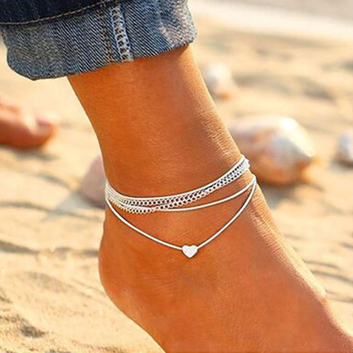 Anklets - Bohemian Anklet For Women Fashion Heart Ankle Bracelet Leg Chain