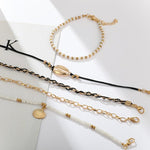 Anklets - Bohemian Shell Anklet Bracelets Set Pearl Charms Anklet Foot Chain