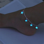 Anklets - Luminous Star Anklet Pentagonal Star Tassel Ankle Chain