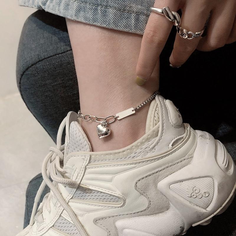 Anklets - Summer Anklet Bracelet For Women Vintage Love Heart Pendant Jewelry