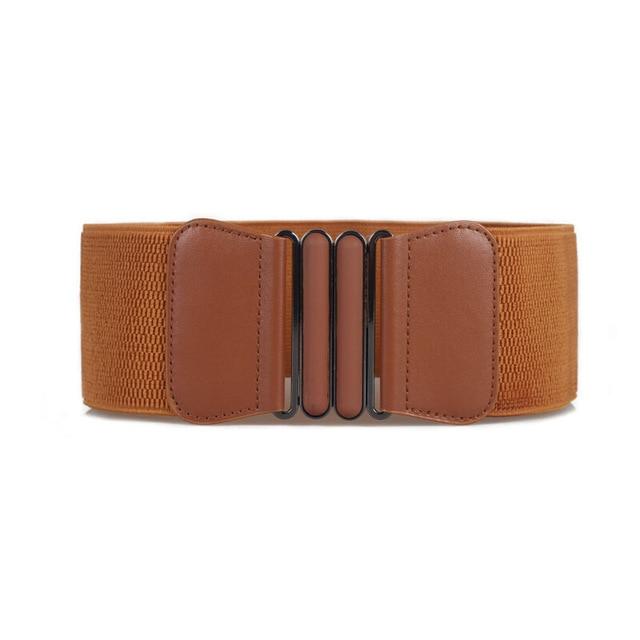 Arimonz Solid Stretch Elastic Wide Waist Belts For Women, brown Arimonz Solid Stretch Elastic Wide Waist Belts For Women, brown